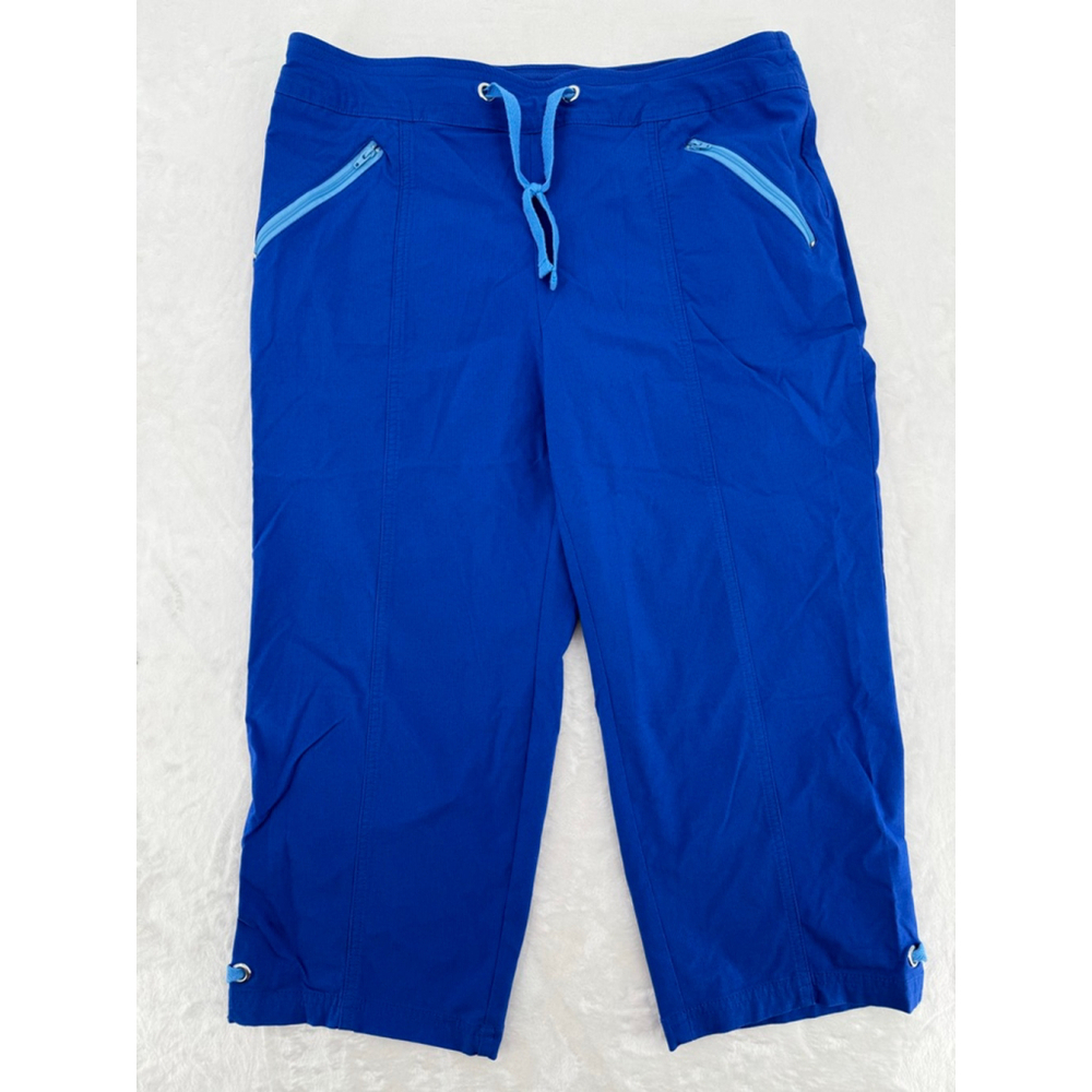 Chico's Weekends Capri Pants Royal Blue Zipper Pockets Active Summer Cropped 1/8
